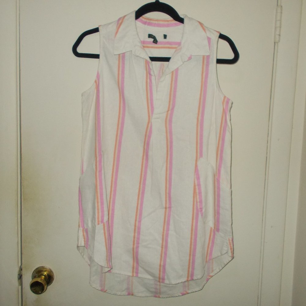For Cynthia Linen Blend Sleeveless Top White Size Small